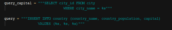country add query