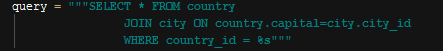 country select query
