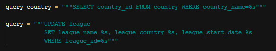 league update query